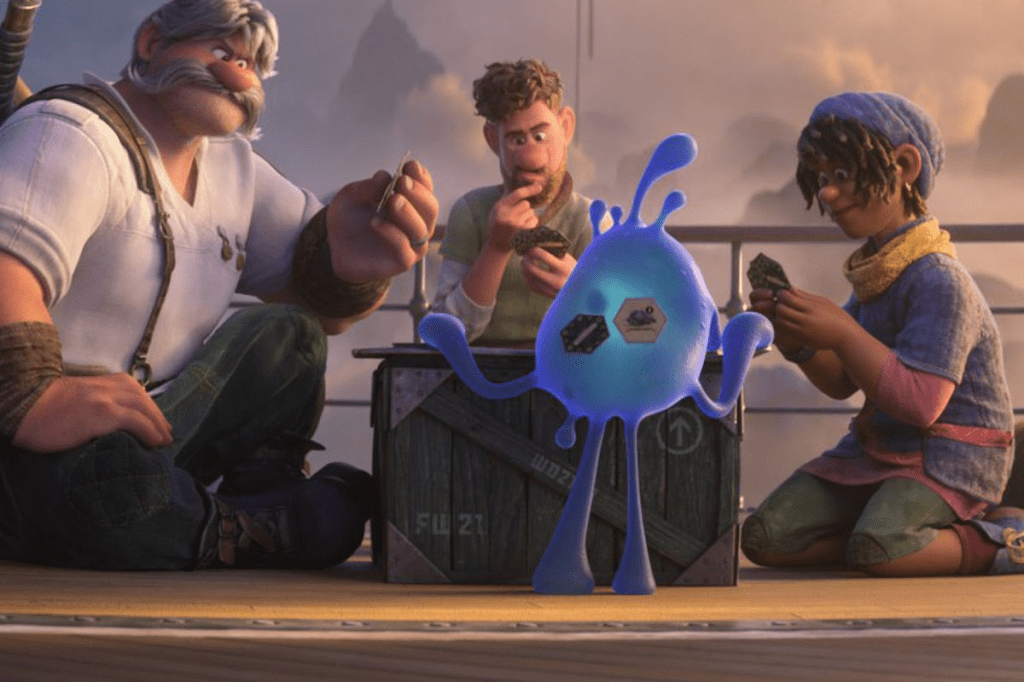 A pictures of Jaeger, Searcher, and Ethan playing the game Primal Outpost.